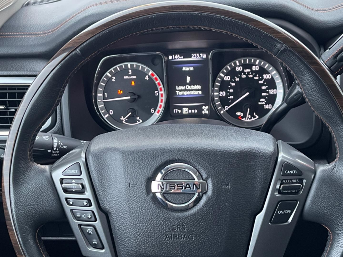 2016 Black /black leather Nissan Titan XD PLATINUM RESERVE 4WD (1N6BA1F46GN) with an 5.0L V8 DOHC 32V DIESEL engine, 6A transmission, located at 1960 Industrial Drive, Wasilla, 99654, (907) 274-2277, 61.573475, -149.400146 - Photo#11